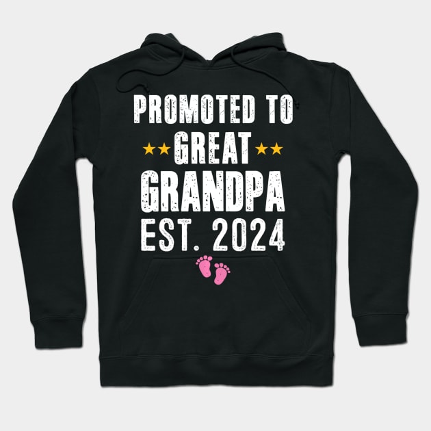 New Grandpa 2024 Promoted To Great Grandpa 2024 It's A Girl Hoodie by Mitsue Kersting